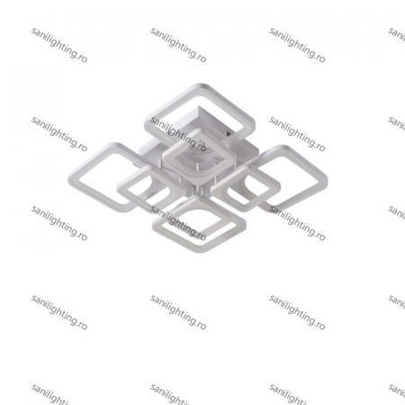 Lustra Led Patrat 256W, Alba, 4+4 brate, telecomanda, intensitate reglabila [4]