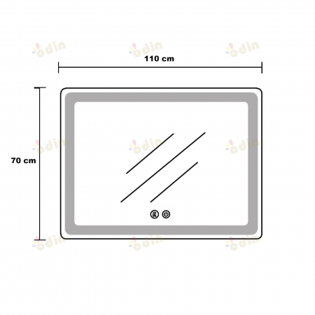 Oglinda LED  110cmx70 cm, Intrerupator Touch, Dezaburire, 3 tipuri de lumina, Dimabila, Rama Auriu ,Ceas si Termometru 058 GD [6]
