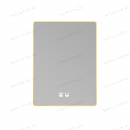 Oglinda LED  80x60 cm, Intrerupator Touch, Dezaburire, 3 tipuri de lumina ,Dimabila ,Rama Auriu  SN 041 [5]