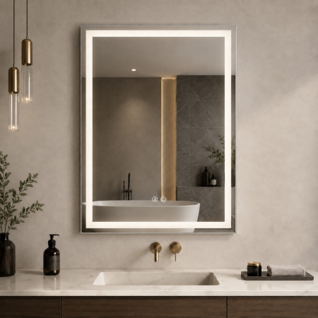 Oglinda LED  80x60 cm, Intrerupator Touch, Dezaburire, 3 tipuri de lumina, Dimabila   SN 037 [3]