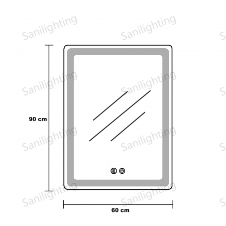 Oglinda LED  90x60 cm,Ovala, Intrerupator Touch, Dezaburire, Rama metal Negru ,3 tipuri de lumina, Dimabila   SN 061  -1 N [4]