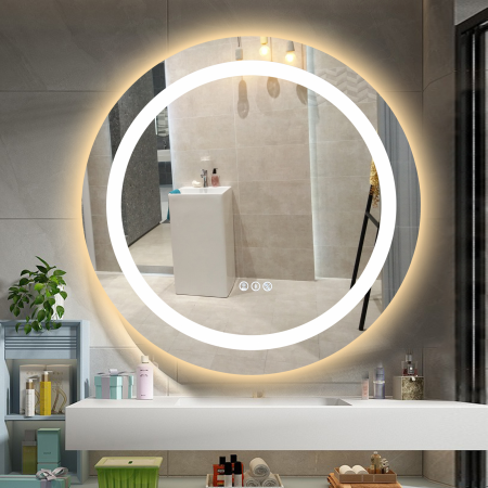 Oglinda LED Diametru 70cm, RGB Intrerupator Touch, Dezaburire, 3 tipuri de lumina, Dimabila  SN013 RGB [4]