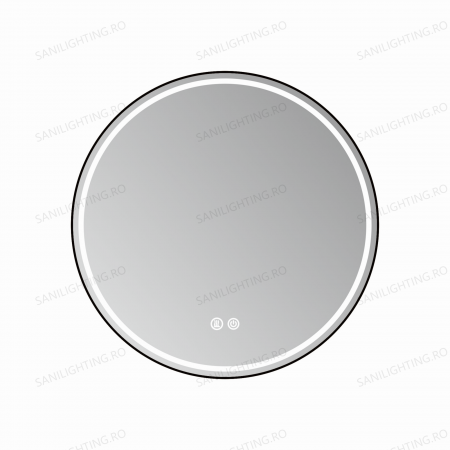 Oglinda LED Diametru 70 cm, Intrerupator Touch, Dezaburire, 3 tipuri de lumina, Dimabila, Rama Negru  SN  016 BK [4]