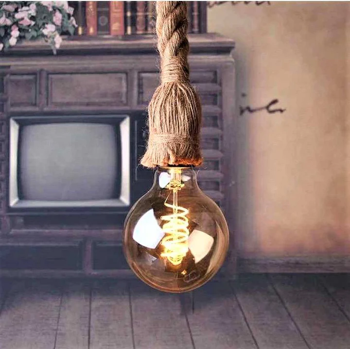 Lustre LED - Pendul vintage din sfoara, 1dulie E27   1.5M