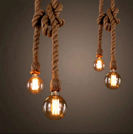 Candelabre si Pendule - Pendul vintage din sfoara, 2 dulii E27 1.5M