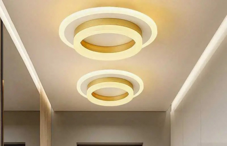 Lustre ,Aplice ,Candelabre cu cristal - Plafoniera Led  28W , rotund , 3 tipuri de lumina  , Auriu