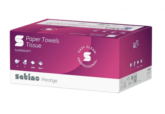 Satino Prestige - Prosoape pliate V, 150 pros/pach, 23x24cm, 2 straturi [1]