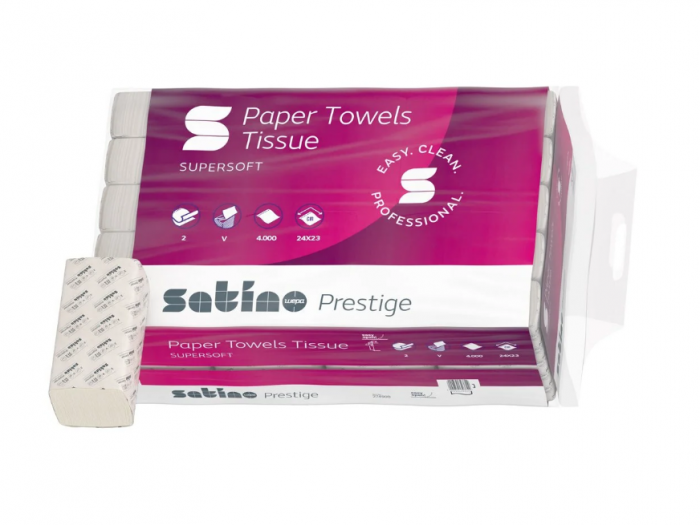 Satino Prestige - Prosoape pliate V, 200 pros/pach, 23x24cm, 2 straturi [3]