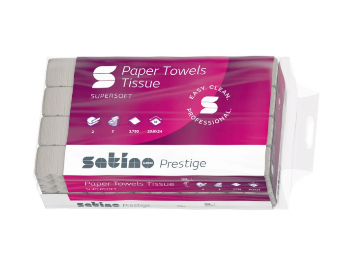 Satino Prestige - Prosoape pliate W, 150 pros/pach, 20.6x24cm, 2 straturi [1]