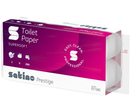 Hârtie igienică - Satino Prestige - Hârtie igienică 27.5m, 3 straturi, 8 role/set