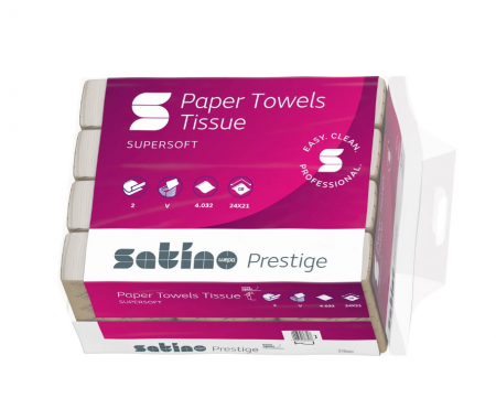 Prosoape Pliate - Satino Prestige - Prosoape pliate V, 4032 pros/bax, 24x21cm, 2 straturi