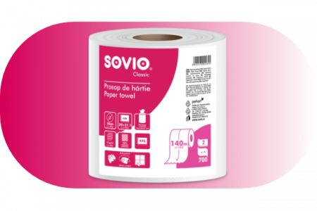 Role hârtie industrială - Sovio - Rolă industrială  700foi, 2 straturi
