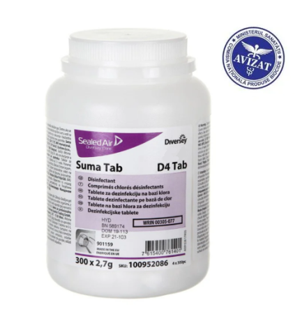 Dezinfectanți - Suma Tab D4 - Dezinfectant concentrat pe baza de clor (cloramina), 300 tablete