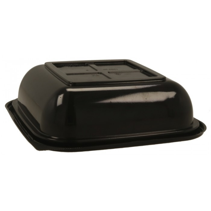 Caserola Salata PET, Neagra 189 x 189 x 54 mm, 1000 CC/ 50 set/ 6 bax [4]