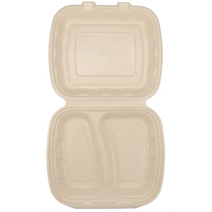 Caserola Bio 2 Compartimente, Natur, 235 x 205 x 60 mm/ 50 set/ 4 bax [5]