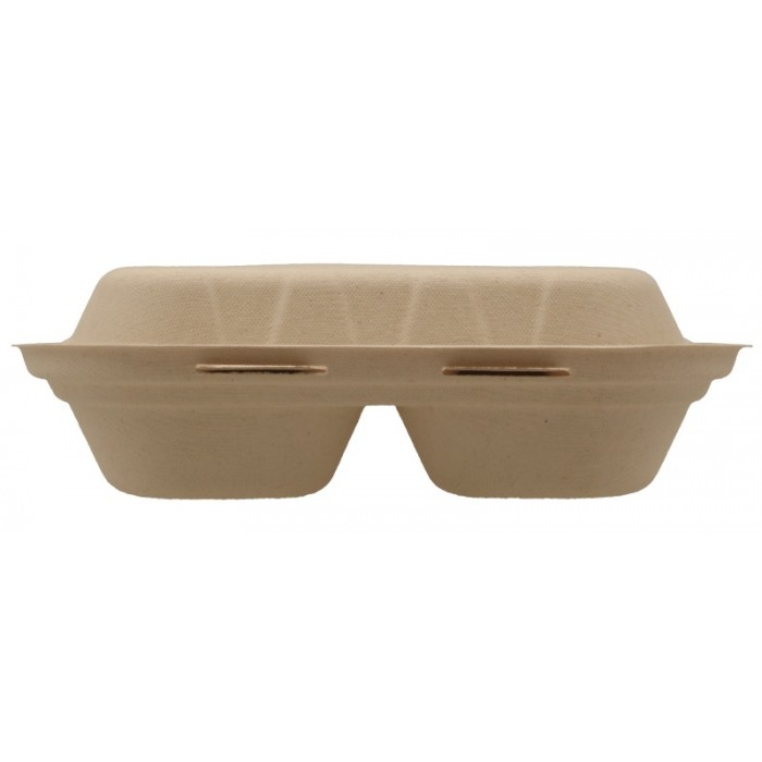 Caserola Bio 2 Compartimente, Natur, 205 x 205 x 60 mm/ 50 set/ 4 bax [4]