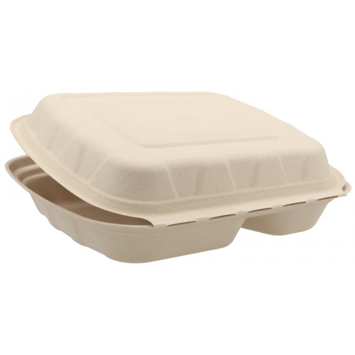 Caserola Bio 2 Compartimente, Natur, 235 x 205 x 60 mm/ 50 set/ 4 bax [2]