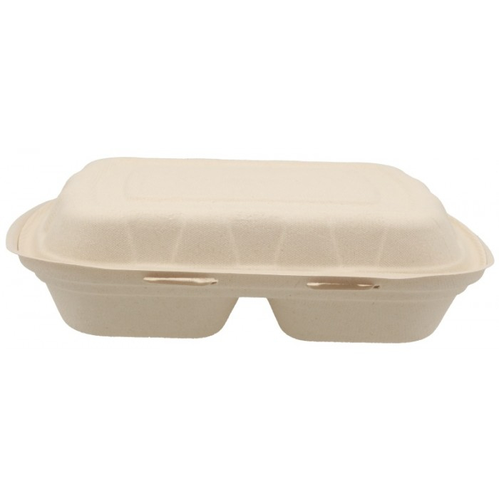 Caserola Bio 2 Compartimente, Natur, 235 x 205 x 60 mm/ 50 set/ 4 bax [3]