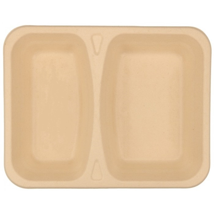 Caserola BIO + CPET Termosudabila 2 Compartimente, Kraft natur, 227 x 178 x 45 mm/ 300 bax - Copie [4]