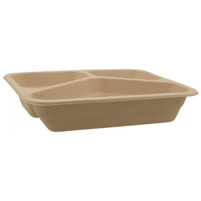 Caserola BIO Termosudabila 3 Compartimente, Kraft natur, 227 x 178 x 45 mm/ 300 bax [1]