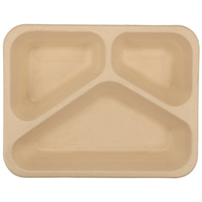 Caserola BIO Termosudabila 3 Compartimente, Kraft natur, 227 x 178 x 45 mm/ 300 bax [4]