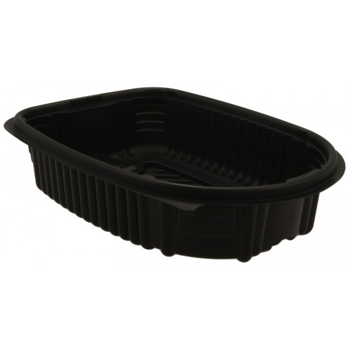 Caserola Ovala Neagra cu Capac Pui, 2400CC, 255X185X125mm/ 200 bax [5]