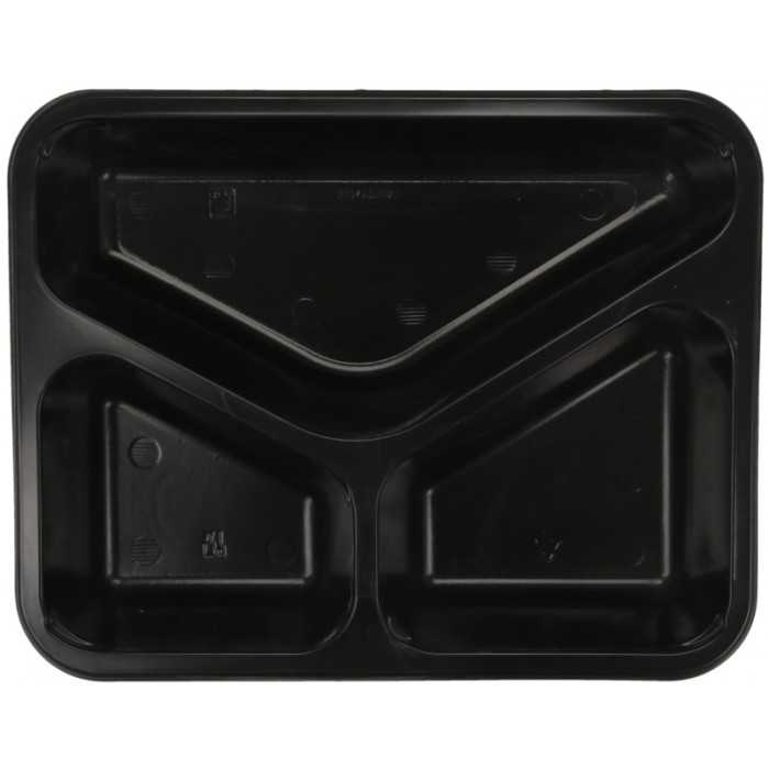 Caserola Termosudabila 3 Compartimente, Neagra, 227 x 178 x 45 mm/ 200 bax [5]