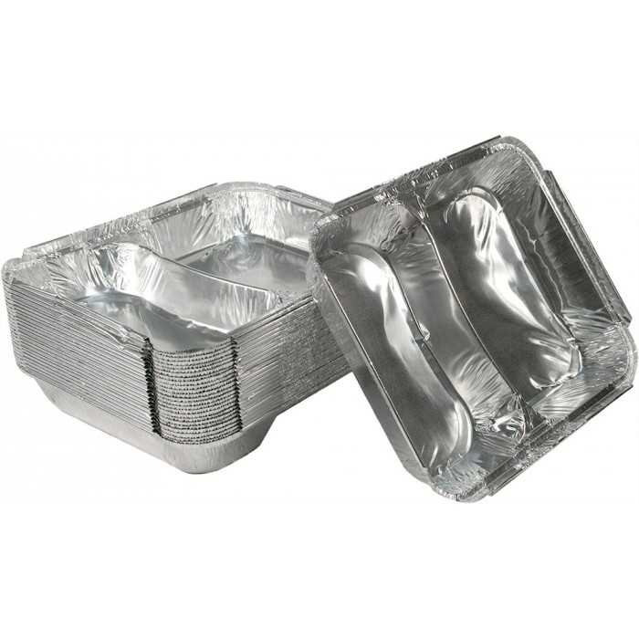 Caserole Aluminiu Dreptunghiulare 2 Comp. 350 CC+ 480 CC, 227 x 177 x 30 mm/ 100 set/ 10 bax [2]