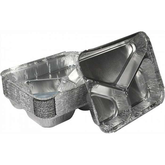 Caserole Aluminiu Dreptunghiulare 3 Comp. 220 CC+ 160 CC + 380 CC, 227 x 177 x 30 mm/ 100 set/ 10 bax [2]