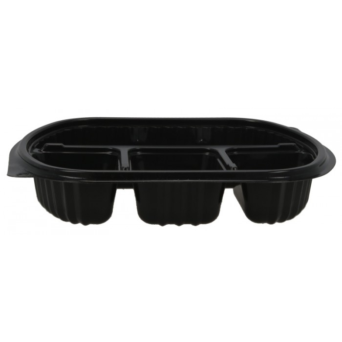 Caserola Ovala Neagra cu Capac 4COMP 240X205mm/ 250 bax [2]