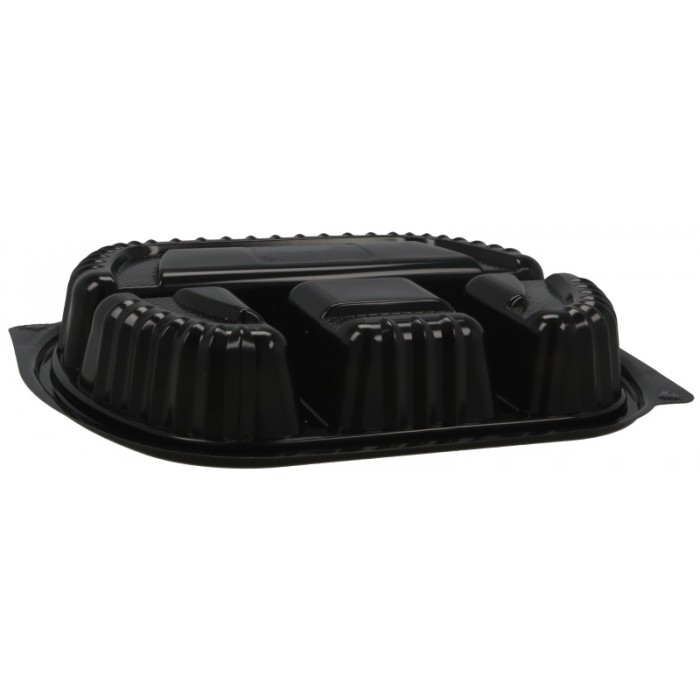 Caserola Ovala Neagra cu Capac 4COMP 240X205mm/ 250 bax [3]