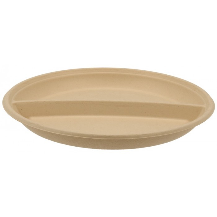 Farfurie Bio Rotunda 2 Compartimente, Natur, D220 x H22 mm/ 50 set/ 10 bax [2]