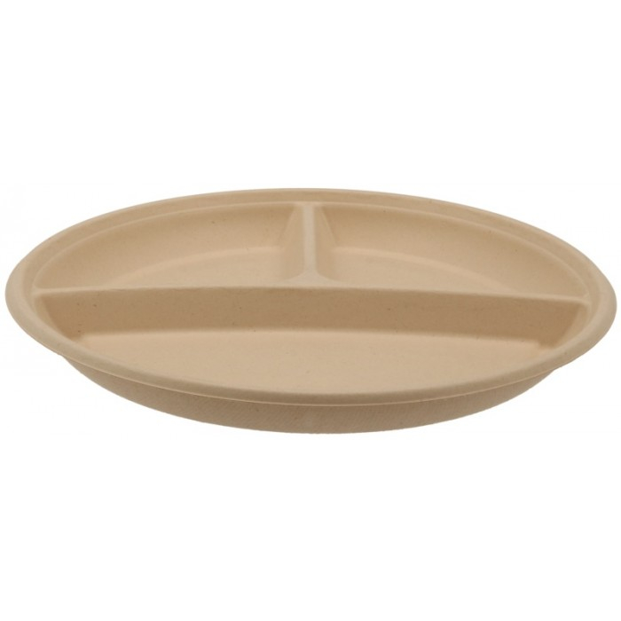 Farfurie Bio Rotunda 3 Compartimente, Natur, D220 x H22 mm/ 50 set/ 10 bax [2]