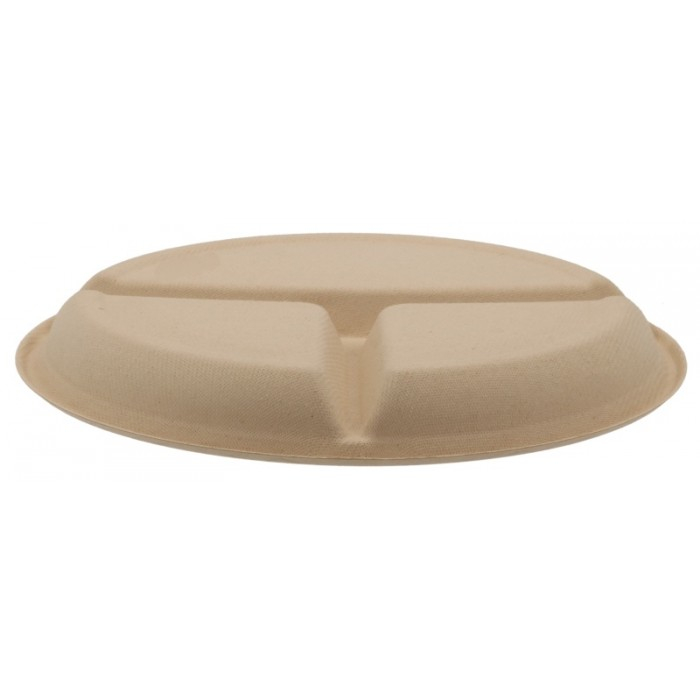 Farfurie Bio Rotunda 3 Compartimente, Natur, D220 x H22 mm/ 50 set/ 10 bax [4]
