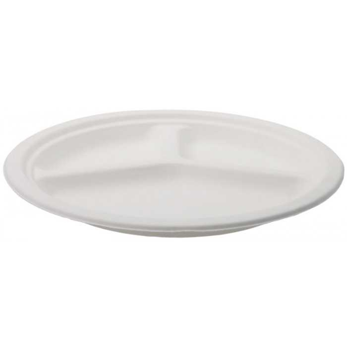 Farfurii Bio Rotunda 3 Compartimente D261, Alb, 261 x 26 mm/ 50 set/ 10 bax [2]