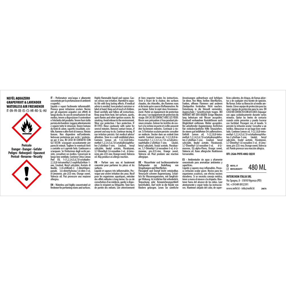 Odorizant Aquazero Grapefruit & Lavender 480 ml/ 1 buc/ 6 bax [7]