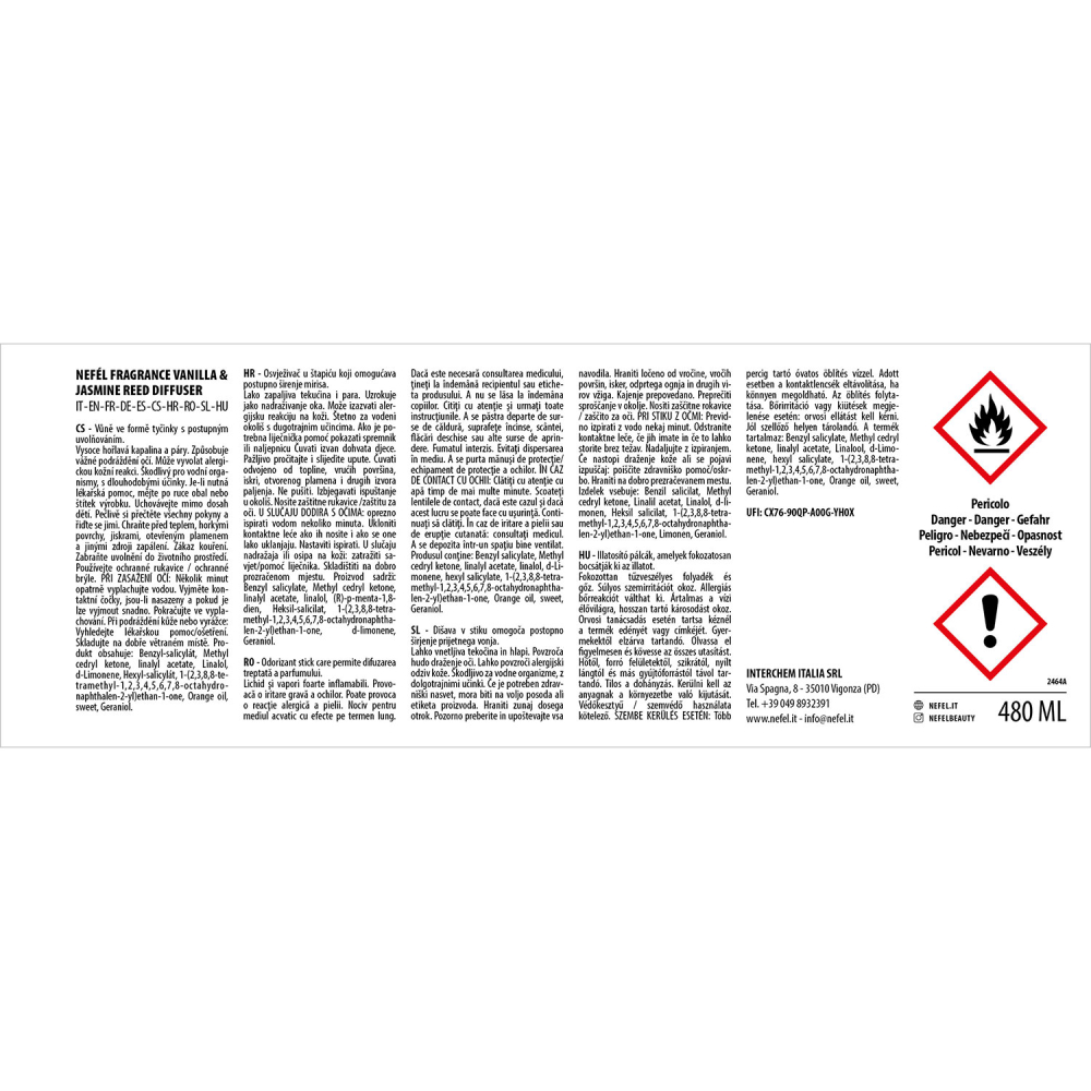 Reed Diffuser Fragrance Vanilla & Jasmine 480 ml/ 1 buc/ 6 bax [7]