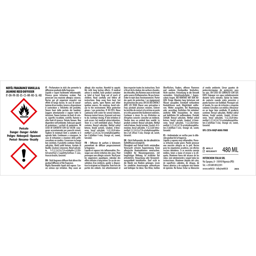 Rezerva Reed Diffuser Fragrance Vanilla & Jasmine 480 ml/ 1 buc/ 6 bax [7]