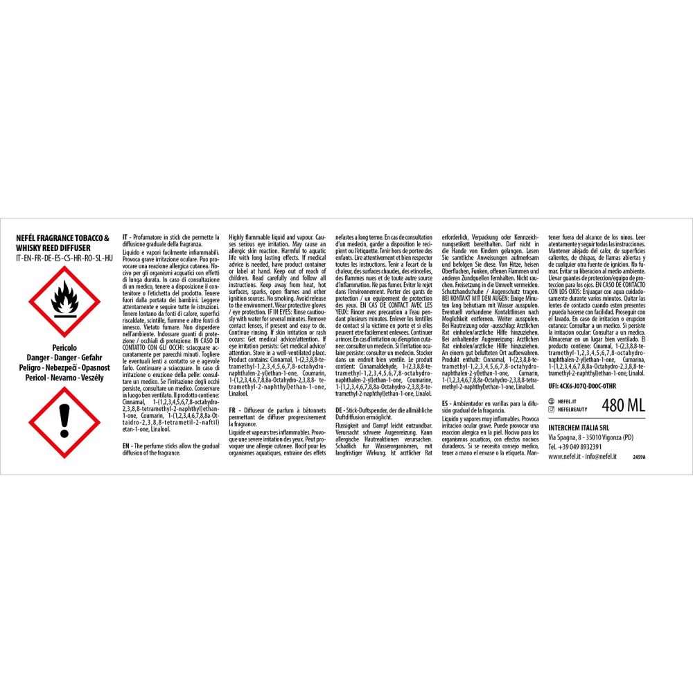 Rezerva Reed Diffuser Tobacco & Whisky 480 ml/ 1 buc/ 6 bax [7]