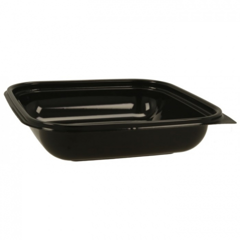 Articole din Plastic PET - Caserola Salata PET, Neagra 189 x 189 x 44 mm, 750 CC/ 50 set/ 6 bax