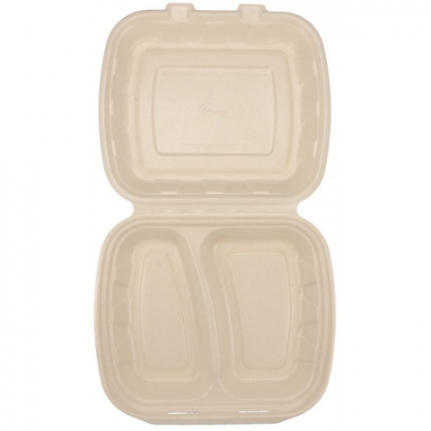 Caserola Bio 2 Compartimente, Natur, 235 x 205 x 60 mm/ 50 set/ 4 bax [4]