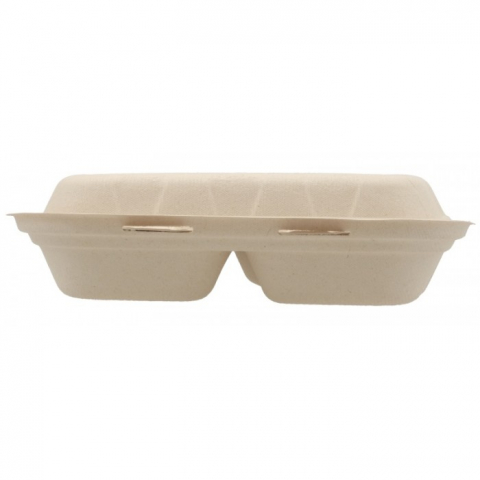 Caserola Bio 2 Compartimente, Natur, 235 x 205 x 60 mm/ 50 set/ 4 bax [3]