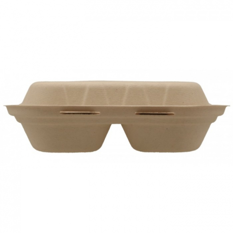 Caserola Bio 2 Compartimente, Natur, 205 x 205 x 60 mm/ 50 set/ 4 bax [3]