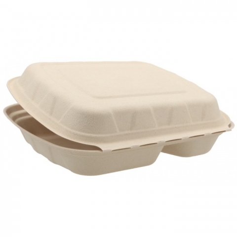 Caserola Bio 2 Compartimente, Natur, 235 x 205 x 60 mm/ 50 set/ 4 bax [1]