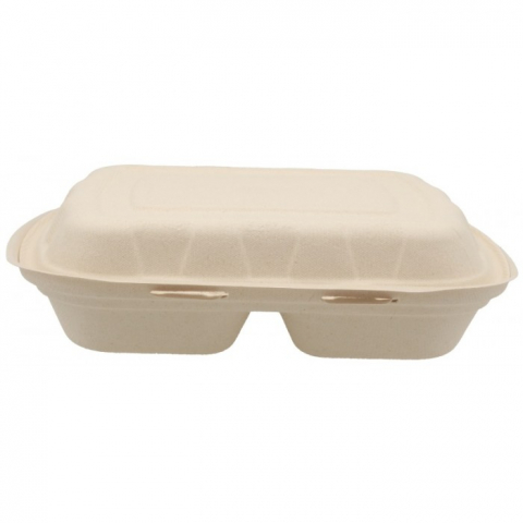 Caserola Bio 2 Compartimente, Natur, 235 x 205 x 60 mm/ 50 set/ 4 bax [2]