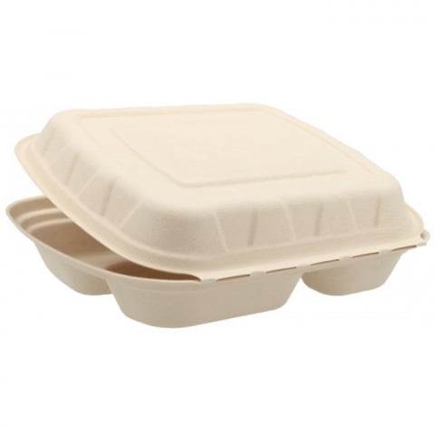 Caserola Bio 3 Compartimente, Natur, 235 x 205 x 60 mm/ 50 set/ 4 bax [1]
