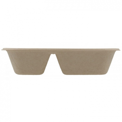 Caserola Bio Dreptunghiulara 900 CC, 2 Compartimente, Natur, 225 x 160 x 50 mm/ 50 set/ 6 bax [2]