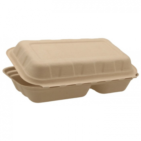 Caserola Bio Meniu Mare, 2 Compartimente, Natur, 240 x 147 x 60 mm/ 50 set/ 10 bax [1]