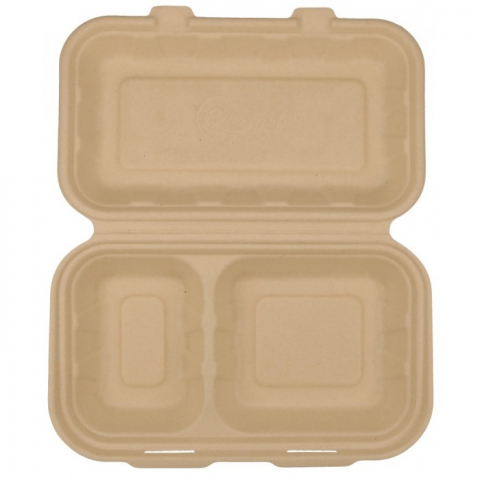 Caserola Bio Meniu Mare, 2 Compartimente, Natur, 240 x 147 x 60 mm/ 50 set/ 10 bax [4]