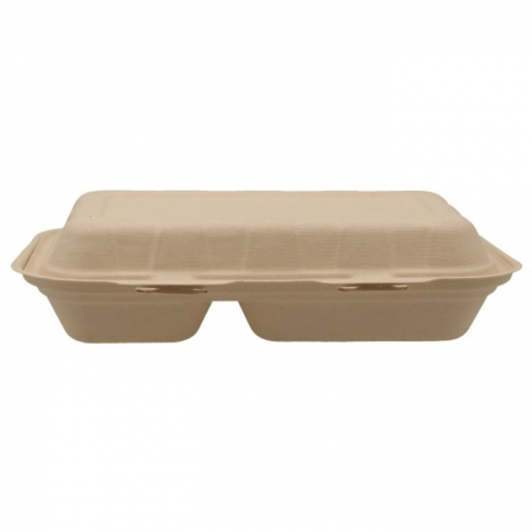 Caserola Bio Meniu Mare, 2 Compartimente, Natur, 240 x 147 x 60 mm/ 50 set/ 10 bax [2]